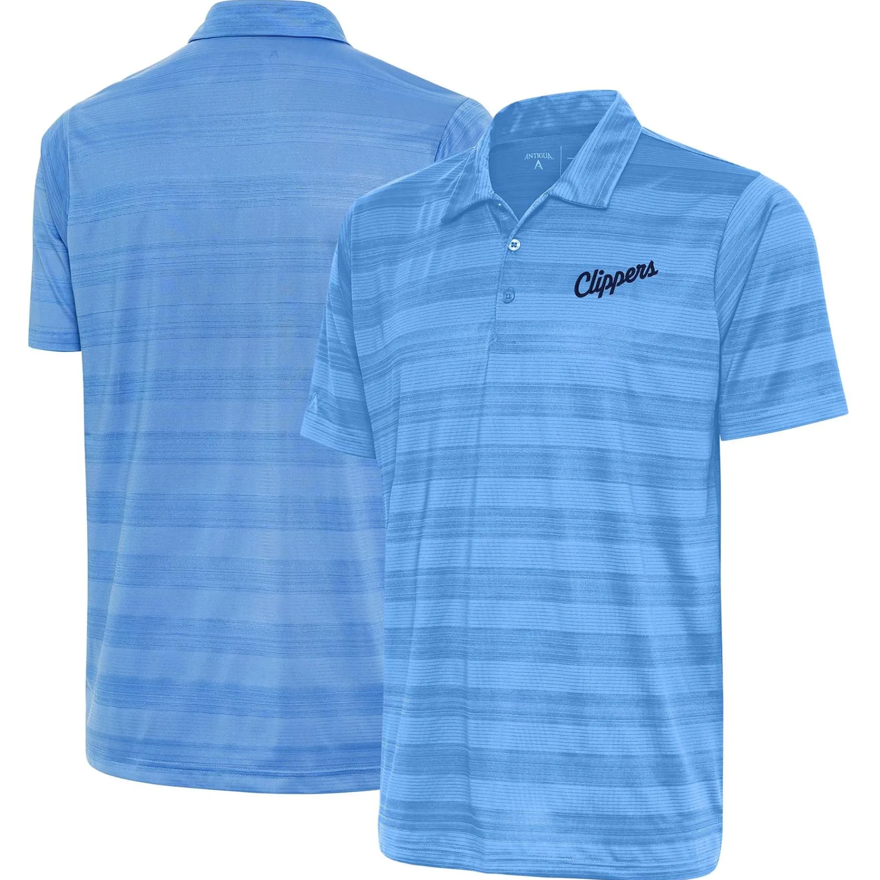 Antigua Clippers Pacific Blue Tonal Stripe Short Sleeve Polo* Tops