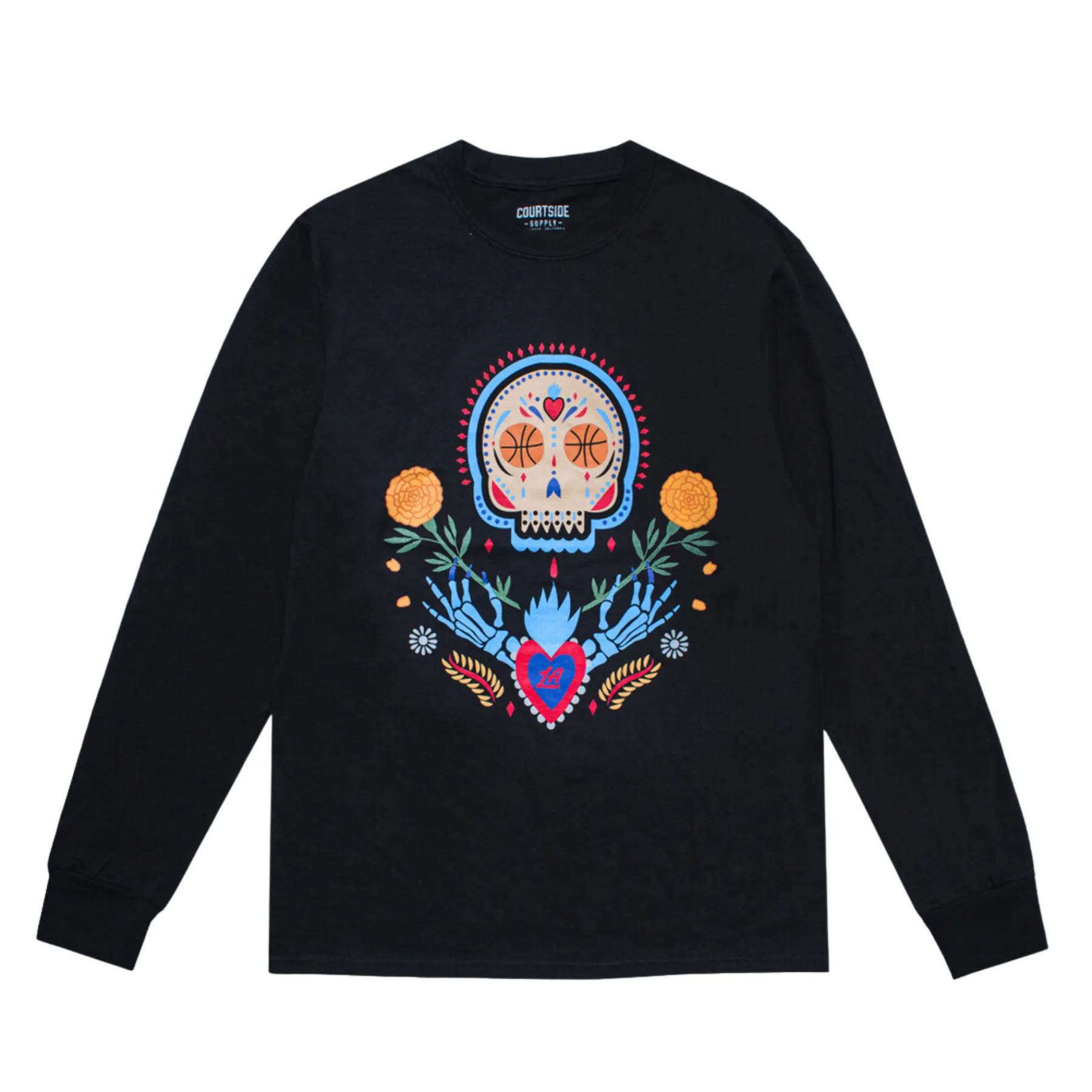 Courtside Supply Los Clippers Sugar Skull Long Sleeve T-Shirt* Tops