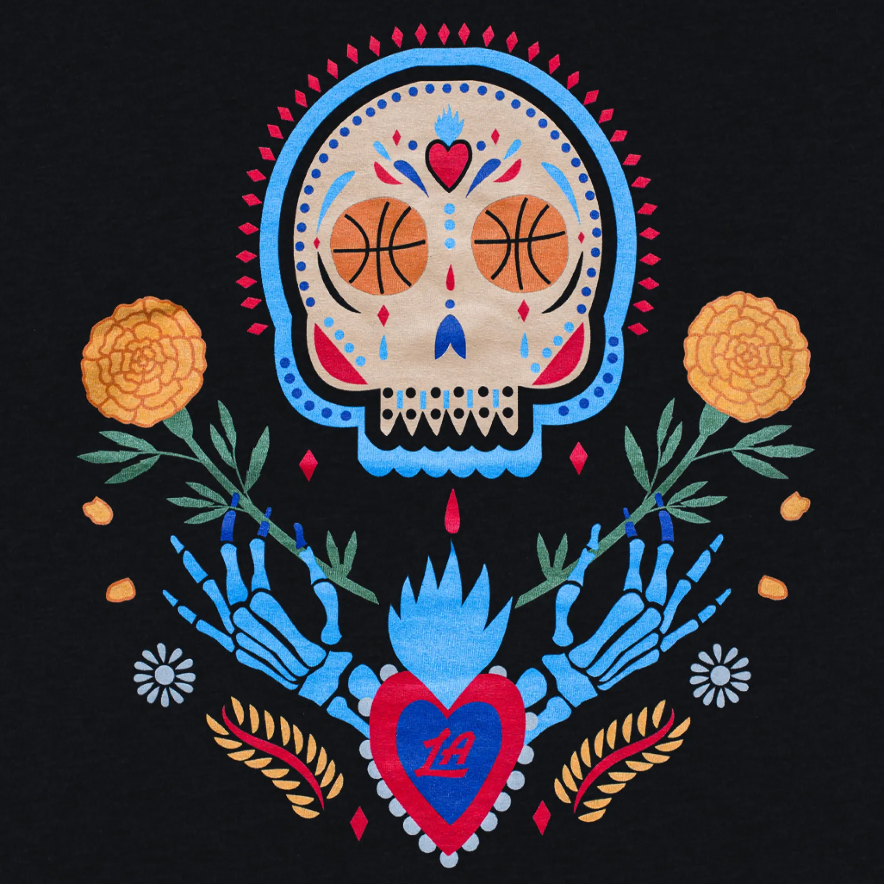 Courtside Supply Los Clippers Sugar Skull Long Sleeve T-Shirt* Tops