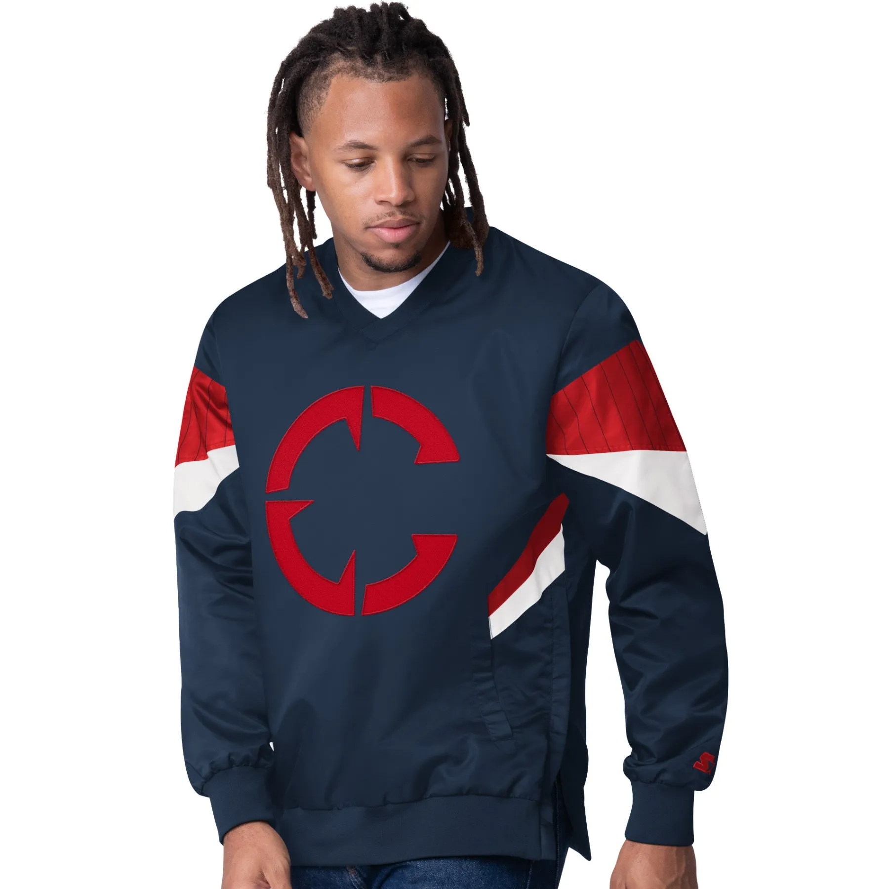 STARTER Navy Clippers V-Neck Pullover Jacket* Outerwear